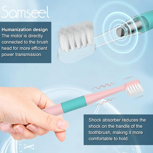 Sonic Electric Toothbrush (2-Pack, White and Pink) - Waterproof Portable Mini Design for Daily Oral Care, Travel