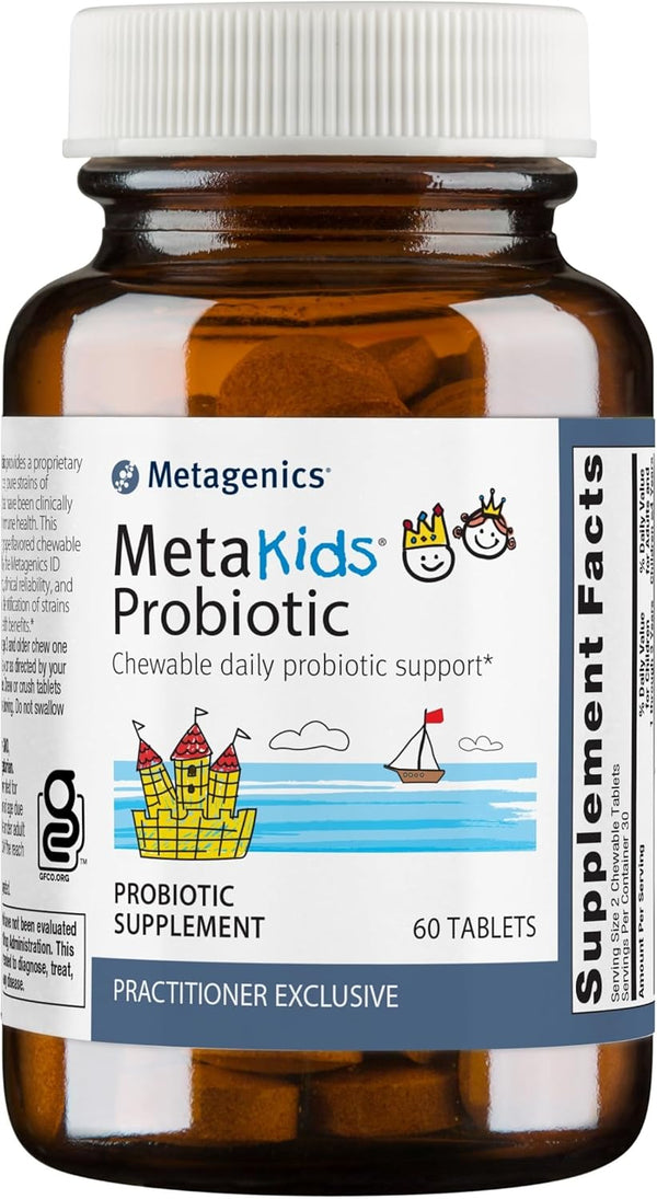 Metagenics MetaKids Probiotic - 10 Billion CFU Children's Probiotic Blend for Digestive & Immune Health, 60 Tablets