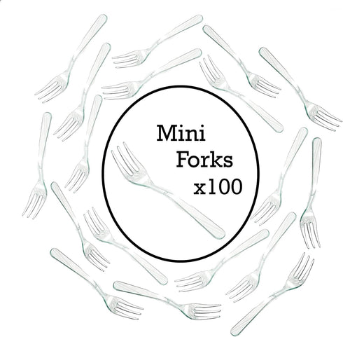 LORESO Clear Mini Plastic Forks - Tasting Mini Forks 100CT, 3.8 Inches, BPA Free, Reusable for Fruit and Dessert