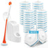 JEHONN Disposable Toilet Bowl Cleaner Wand with 40 Cleaner Refills, Wall Mounted Long Handle Bathroom Scrub Brush Set