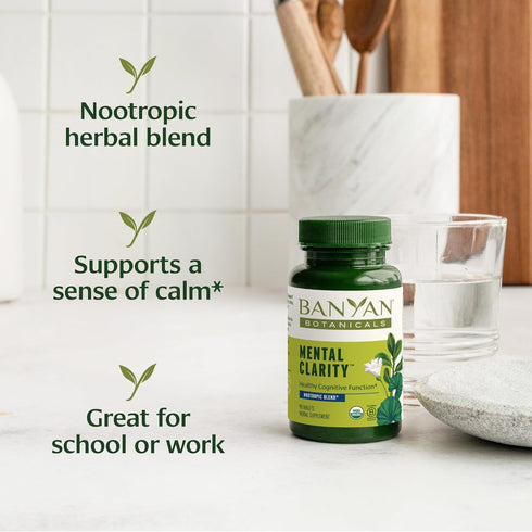 Banyan Botanicals Mental Clarity, Organic Supplement with Gotu Kola & Bacopa, 90 Tablets