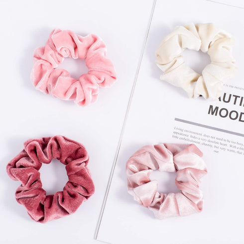 Whaline 12Pcs Blush Theme Velvet Scrunchies for Women - Classic Thick Hair Bands, Gifts for Teenage Girls