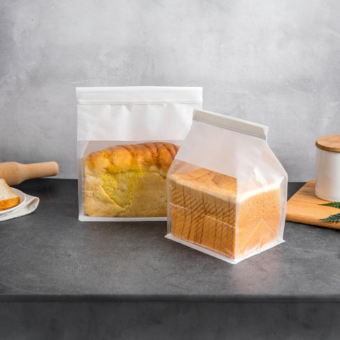 Roppolo 100 8.6 Inch Packing Pcs Bread Bags with Tin Tie, Large Loaf Bags Made Of White Cotton Paper, Storage Bag