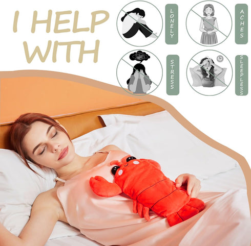 Microwavable Heating Pad for Period Cramps, Cuddly Warming Pillow, Cute Lobster Plush Stuffed Animal Menstrual Heating