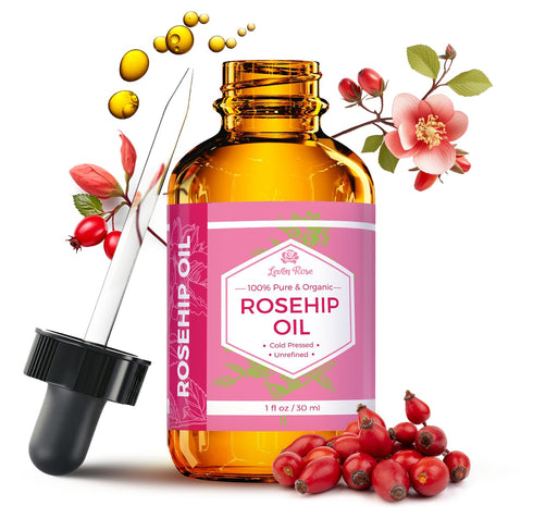 Leven Rose Rosehip Seed Oil for Face, 1 oz, Pure Unrefined Cold Pressed Rosehip Oil for Body, Nighttime Moisturizer for