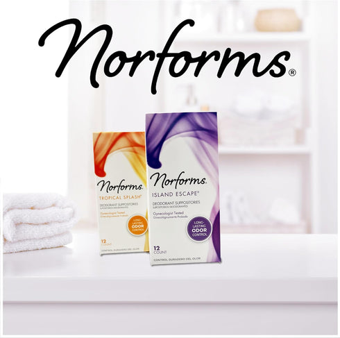 Norforms Feminine Deodorant Suppositories, 12 Count, Island Escape Scent, Pack of 3