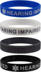 HEARING IMPAIRED Medical Alert ID Silicone Bracelet Wristbands - 4 Pack