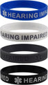 HEARING IMPAIRED Medical Alert ID Silicone Bracelet Wristbands - 4 Pack