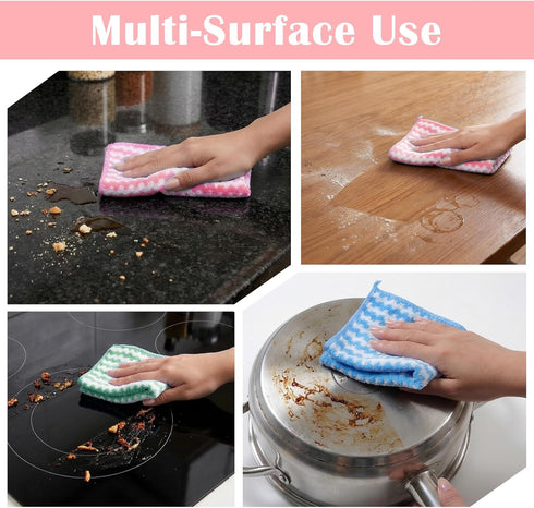 QFGasre 100 Pack 10" 10" Microfiber Cleaning Cloth, Soft Absorbent Rags x Kitchen Towels Double-Sided Wash Cloths
