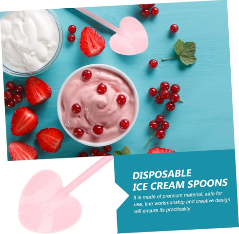 KALLORY 100pcs Mousse Spoon Set, Heart Shaped Cake Spoon, Mini Spoons for Jars, Small Shovel Spoons, Espresso Spoons,