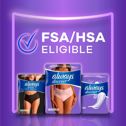 Always Discreet Adult Incontinence Underwear for Women, Extra Large, 15 Count, Up to 100% Bladder Leak Protection