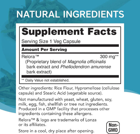 Relora Stress & Weight Management Supplement, 300MG Vegetable Capsules, 60 Servings per Bottle