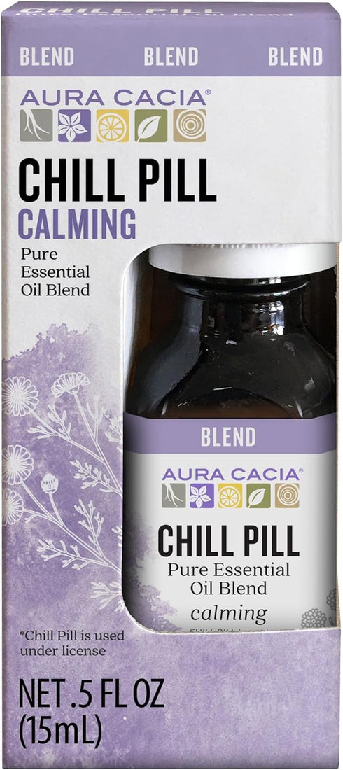 Aura Cacia Aura Cacia Chill Pill Essential Oil, 0.5 Ounce, Lavender, Peppermint, Sweet Orange, Basil, Chamomile and Patchouli