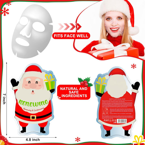 Timgle 48 Pcs Christmas Facial Masks - Holiday Skincare Spa Face Sheet Masks - Gifts for Adults Women Party Night