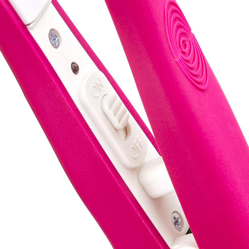 Professional Ceramic Mini Flat Iron 1/2", Anti-Frizz, Fast Heating, Versatile Styling, Travel Pouch Included (Pink)