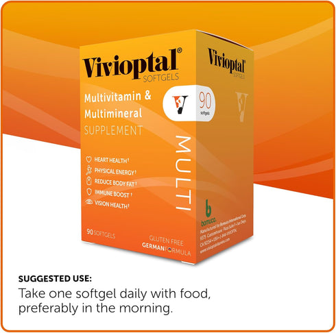 BOMUCA Vivioptal Multi Multivitamin & Multimineral Supplement, 90 Softgels, Gluten Free