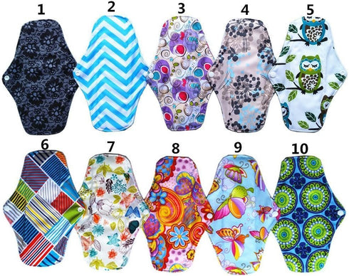JOBEBE 10Pieces 10Inch Reusable Washable Menstraul Pads Sanitary Pads