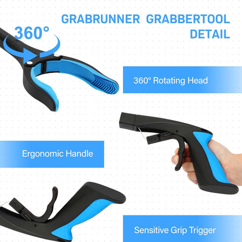 Grabber Reacher Tool, 32” Heavy Duty Pick Up Stick with Strong Magnetic and Swivel Head for Seniors (Blue)