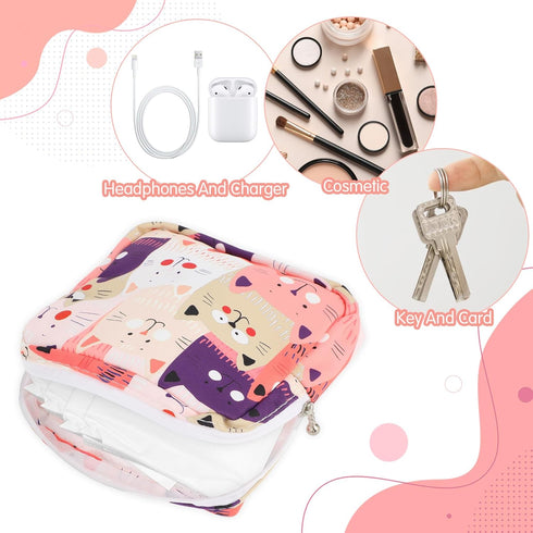 Sanitary Napkin Storage Bag, Portable Period Bags for Teen Girls, Tampon Disposal Organizer, First Period Kit Pouch for