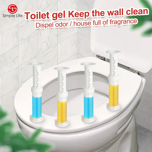 Simple Life Toilet Bowl Cleaner Gel | Fresh Flower Toilet Gel Stamp | Stops Limescale and Stains with Air Freshening Scent | Deodorizing Clean | 64 Stamps, Blue & Yellow