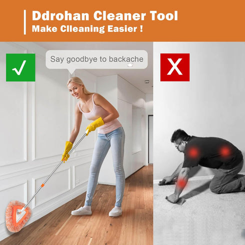 Wall Cleaner Mop Novellaire Baseboard Cleaner Tool with Extendable Handle, 2 Reusable Cleaning Pads