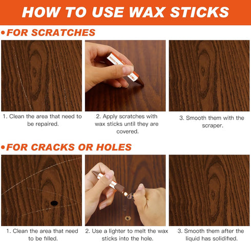 Furniture Markers Touch Up Set - 17 Piece Kit with 8 Colors for Stains & Scratches