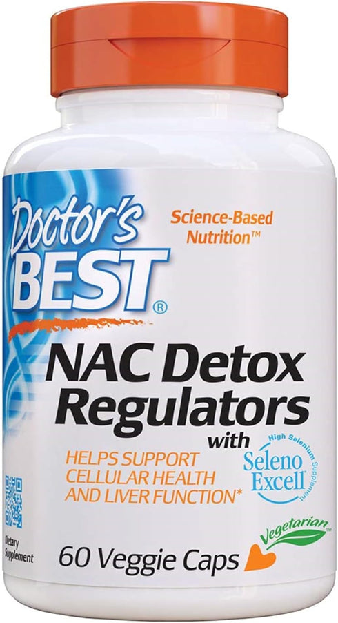 Doctor's Best NAC Detox Regulators with Seleno Excell, Non-GMO, Vegetarian, Gluten Free, Soy Free - 60 Veggie Caps
