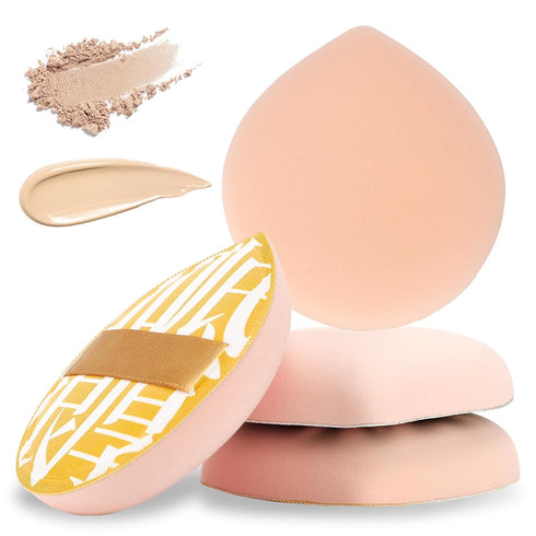 2 Pcs Large Teardrop Powder Puff for Face, Soft Makeup Sponge for Foundation, Concealer, Liquid, and Cream