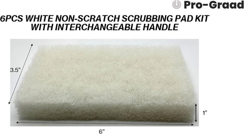Pro-Graad 6 Handled Bath Scrubber Piece Heavy Duty Cleaning Scrub Sponge Brush Bathroom Scouring Pads White Non-Scratch