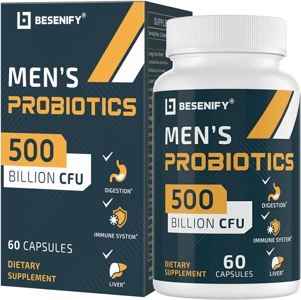 Probiotics for Men, 500 Billion CFUs, 30-Days Supply, 12 Strains for Digestive Health