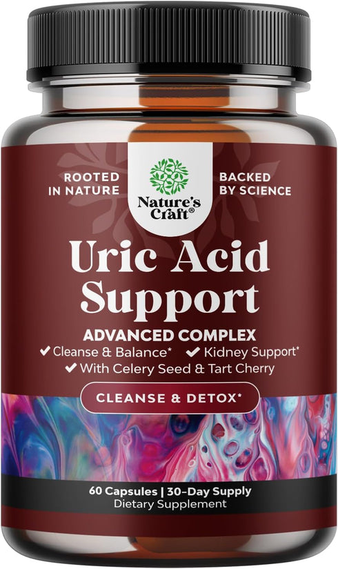 Vegan Uric Acid Cleanse and Detox - Daily Kidney Cleanse and Uric Acid Support for Adults - Tart Cherry Extract Capsules