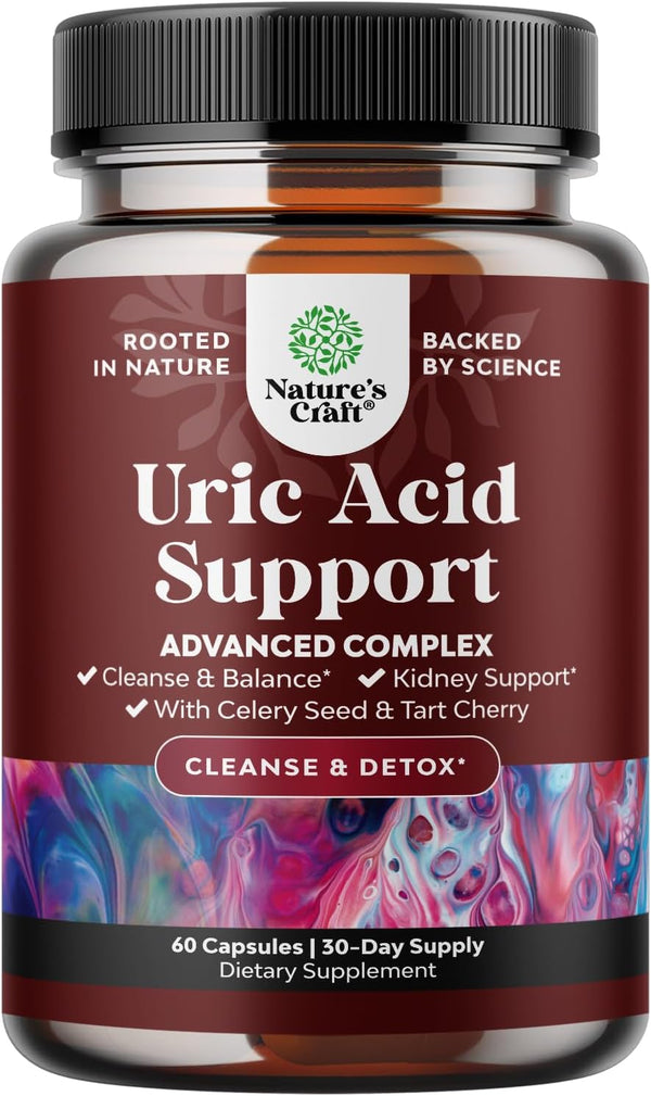 Vegan Uric Acid Cleanse and Detox - Daily Kidney Cleanse and Uric Acid Support for Adults - Tart Cherry Extract Capsules