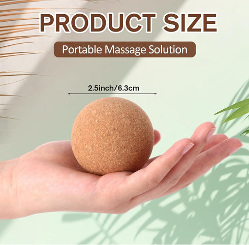 Seenelling 20 2.5 Inch Pcs Cork Massage Ball Solid Hard Myofascial Release Yoga Ball for Back Foot Neck Pain Therapy