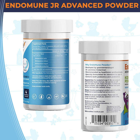 Endomune Jr Advanced Probiotic Powder for Newborns, Infants, Toddlers & Baby | 60 Day Supply | 10 Billion CFUs | 4