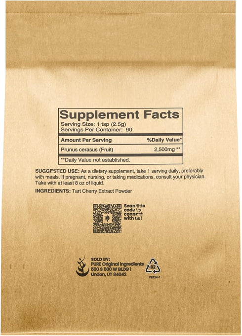 Pure Original Ingredients Tart Cherry Extract (8oz) - Non-GMO Herbal Supplement