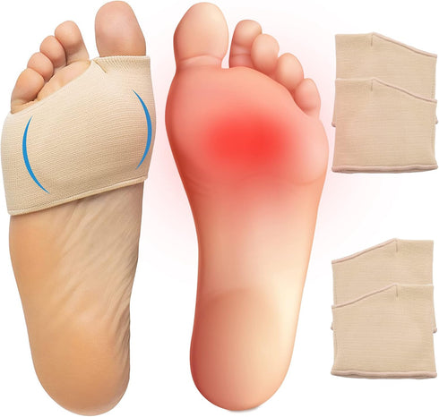 Metatarsal Sleeve with Gel Pads - 4 Pcs for Ball of Foot Pain Relief, Soft Gel for Metatarsalgia, Mortons, Neuroma