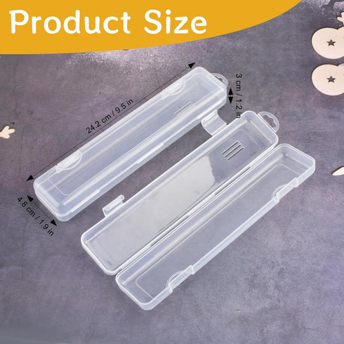 Travel Cosmetic Brush Holder 2 PCS Portable Cutlery Case with Lid and Air-holes Multi-functional Clear Plastic Storage Container for Cutlery Toothbrush Makeup Brush, 9.1 x 1.9 x 1.2in