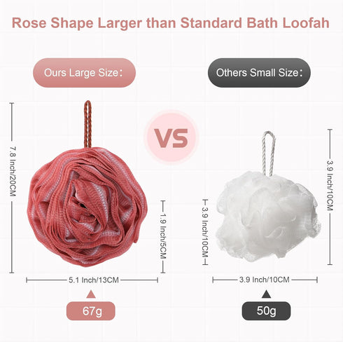 Toplive Shower Loofah Bath Sponge, Dark Green and Wine Red Exfoliating Mesh Pouf