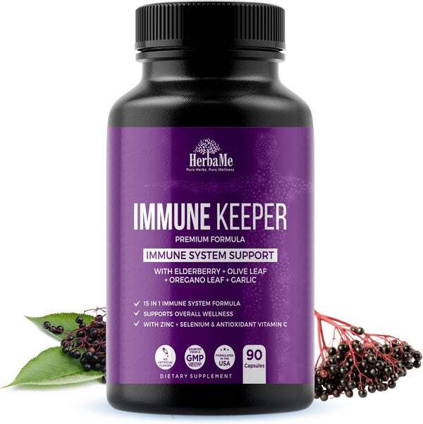 Advanced Immune System Booster 15 in 1, 90 Capsules with Elderberry, Quercetin, Zinc, Vitamin D, Selenium & Vitamin C