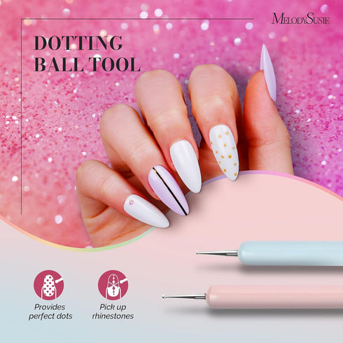 MelodySusie Nail Art Brushes Set, 6pcs Design Pen Painting Tools with Extension Gel Brush, Polish Brush for DIY