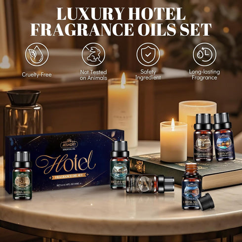 Set,6x10M Hotel Diffuser Oils Gift Luxury Essential Oil for Diffuser, Fragrance Oil Blend Hotel Scent for Soap & Candle