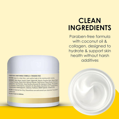 MASON NATURAL Coconut Oil Beauty Cream, Hydrating Moisturizer with Collagen, 2 oz, Pack of 3