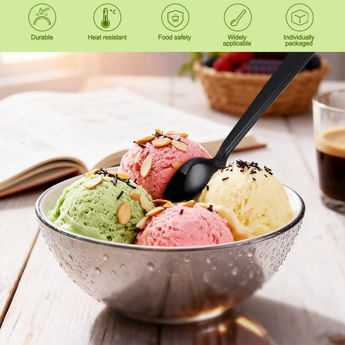 PSPIKXEG (100, Plastic Spoons Individually Wrapped, Heavy Duty Disposable Spoons Bulk - Ideal for Parties, Restaurants