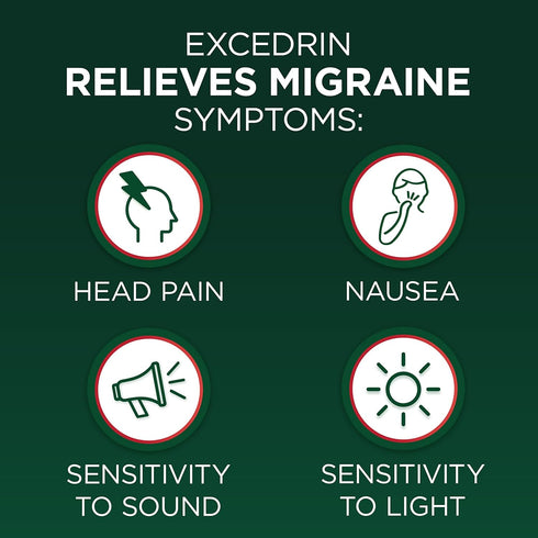 Excedrin Migraine Relief Caplets for Symptoms, 200 Count - Acetaminophen 250mg, Aspirin 250mg, Caffeine 65mg