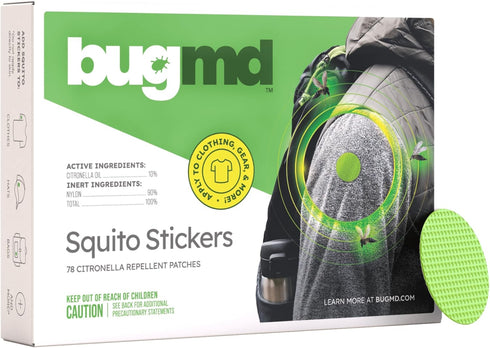 BugMD Squito Stickers, 78 Mosquito Repellent Patch Stickers for Adults, Safe Insect Repellent for Kids & Outdoor