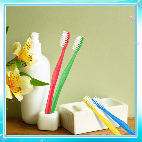 Tioncy 500 Pieces Bulk Disposable Toothbrushes - Individually Wrapped Soft Bristle Travel Manual Toothbrushes