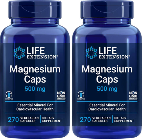 Life Extension Magnesium Caps 500mg, 270 Capsules, Vegan, Non-GMO, Mag Complex Supplement