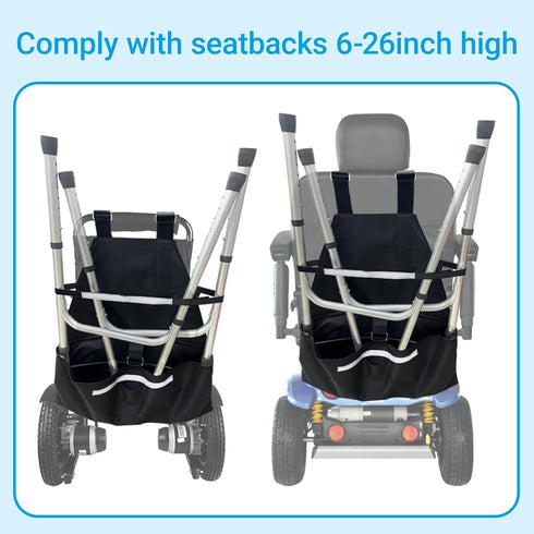 24.4" 25W 11.4D Walker Holder for Mobility Scooters & Power Chairs - Rollator Stand Support Storage Accessories, L x x