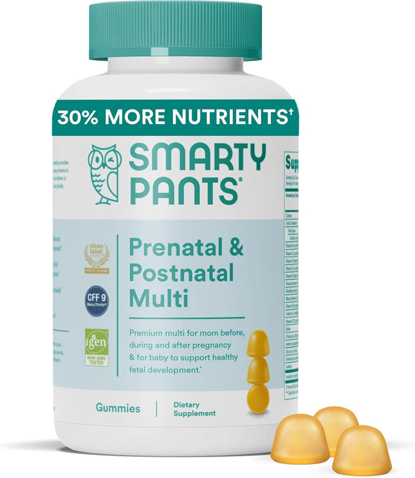 SmartyPants Prenatal Vitamins for Women, Multivitamin Gummies: Pre and Postnatal Vitamins, 60 Count