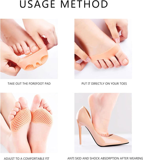 7 Pairs Metatarsal Pads, Reusable Breathable Gel Forefoot Cushions for Pain Relief for Men and Women